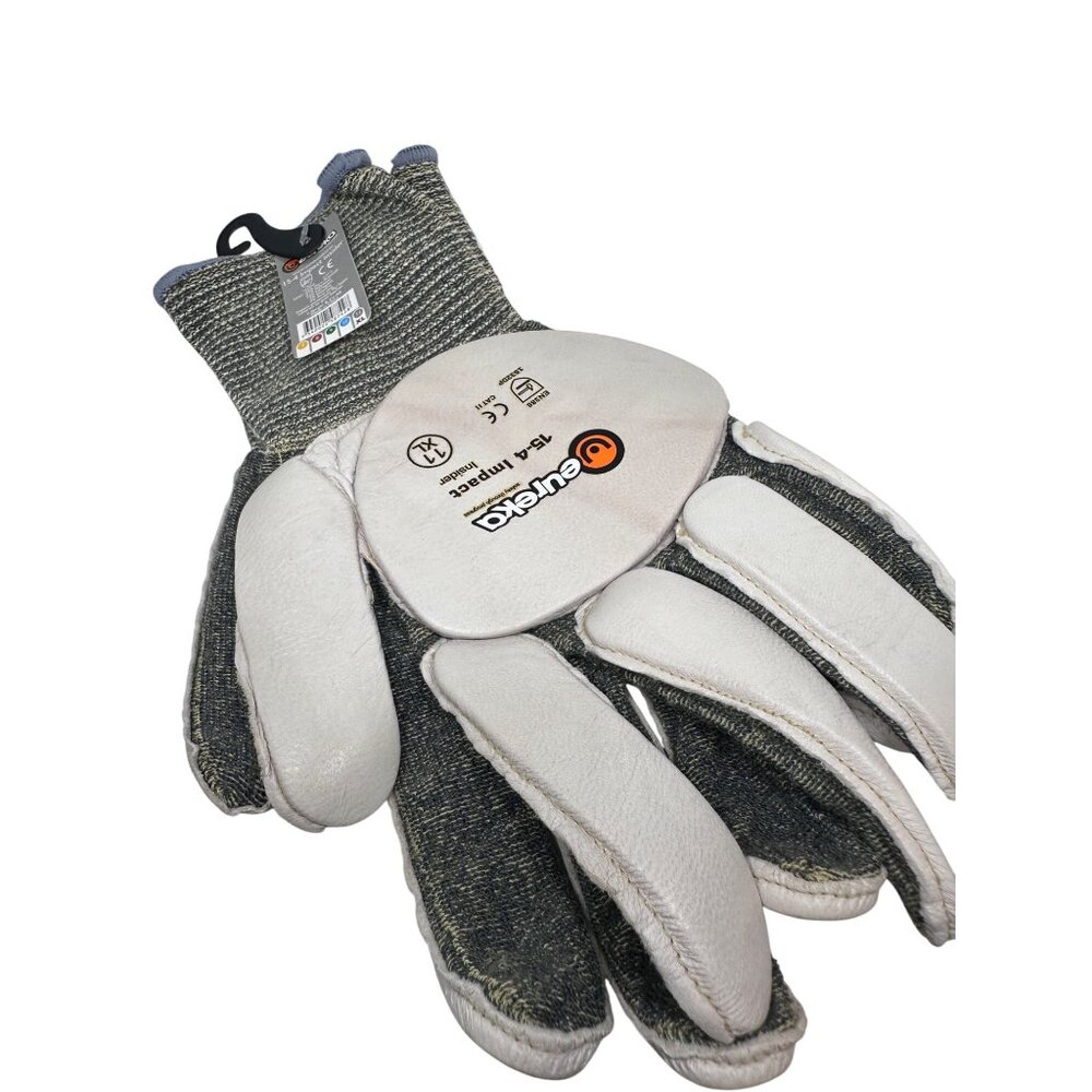 Eureka Safety 15-4 Impact Insider XL Work Gloves  Leather Aramid Blend  CE Certi